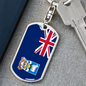 Falkland Island Flag Swivel Keychain Dog Tag Stainless Steel or 18k Gold-Express Your Love Gifts