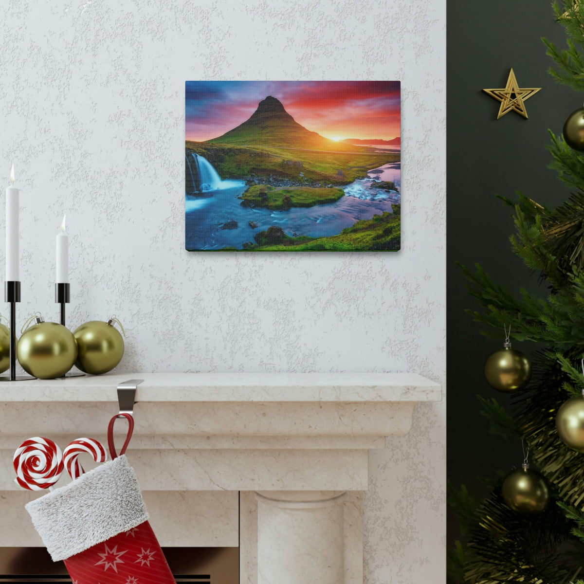 Fantastic Evening with Volcano Scene Beautiful Picturesque and Gorgeous View Beauty Nature Scene Evening View at Peninsula Wall Art Ready to Hang Unframed-Express Your Love Gifts