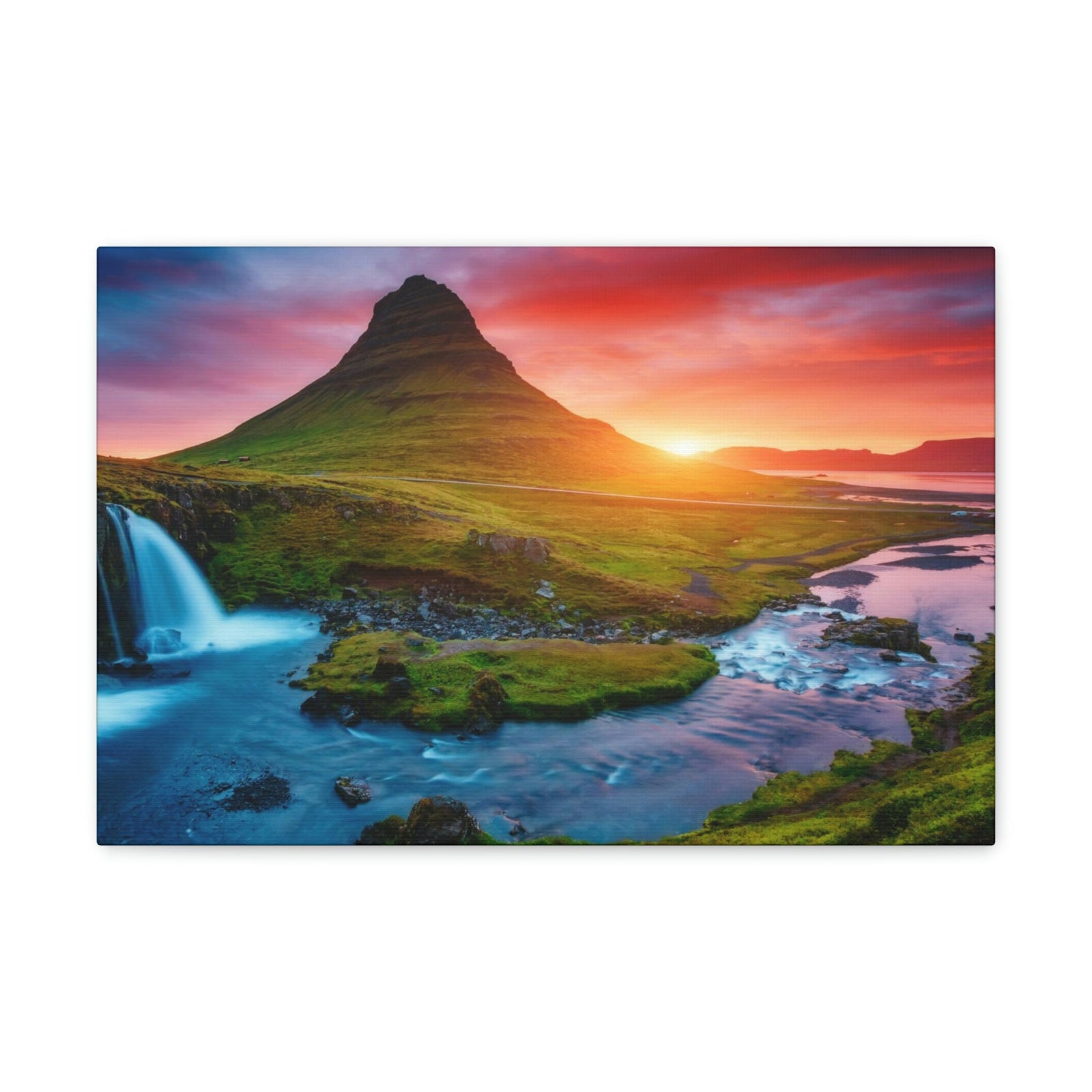 Fantastic Evening with Volcano Scene Beautiful Picturesque and Gorgeous View Beauty Nature Scene Evening View at Peninsula Wall Art Ready to Hang Unframed-Express Your Love Gifts