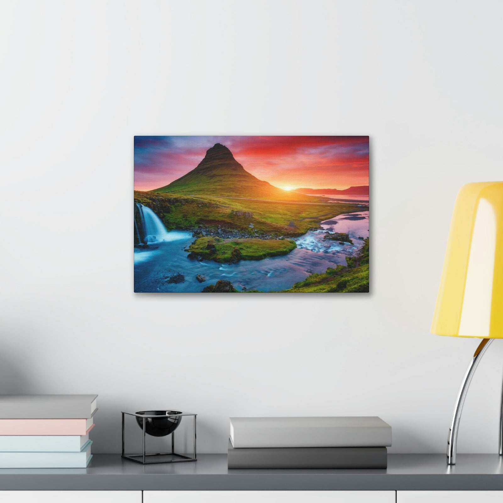 Fantastic Evening with Volcano Scene Beautiful Picturesque and Gorgeous View Beauty Nature Scene Evening View at Peninsula Wall Art Ready to Hang Unframed-Express Your Love Gifts