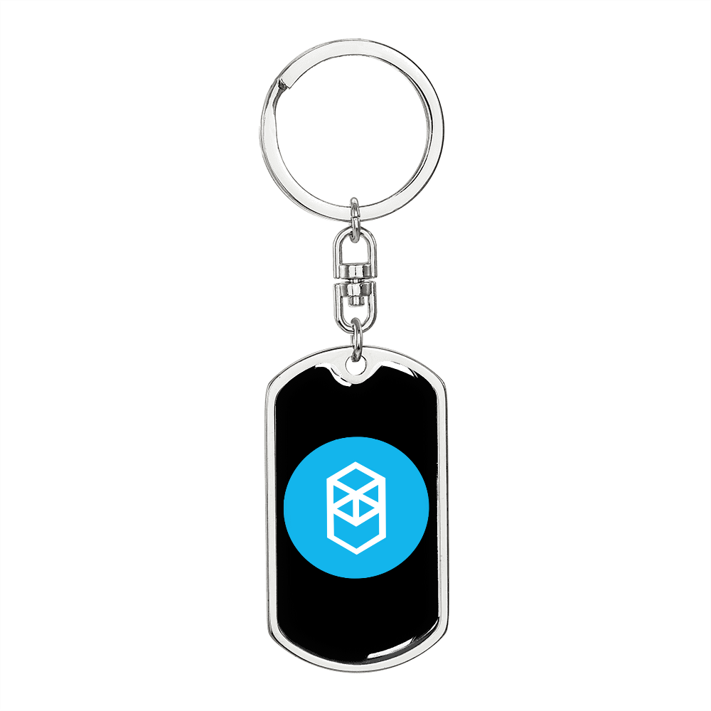 Fantom (FTM) Crypto Cryptocurrency Keychain Stainless Steel or 18k Gold Dog Tag Keyring-Express Your Love Gifts