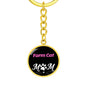 Farm Cat Cat Mom Keychain Stainless Steel or 18k Gold Circle Pendant-Express Your Love Gifts