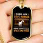 Farm Life Horse Necklace Stainless Steel or 18k Gold Dog Tag 24" Chain-Express Your Love Gifts