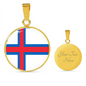 Faroe Flag Necklace Circle Pendant Stainless Steel or 18k Gold 18-22"-Express Your Love Gifts