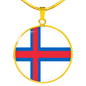 Faroe Flag Necklace Circle Pendant Stainless Steel or 18k Gold 18-22"-Express Your Love Gifts