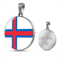 Faroe Flag Necklace Circle Pendant Stainless Steel or 18k Gold 18-22"-Express Your Love Gifts