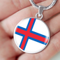 Faroe Flag Necklace Circle Pendant Stainless Steel or 18k Gold 18-22"-Express Your Love Gifts