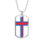 Faroe Island Flag Necklace Stainless Steel or 18k Gold Dog Tag 24" Chain-Express Your Love Gifts