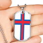 Faroe Island Flag Necklace Stainless Steel or 18k Gold Dog Tag 24" Chain-Express Your Love Gifts
