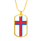 Faroe Island Flag Necklace Stainless Steel or 18k Gold Dog Tag 24" Chain-Express Your Love Gifts