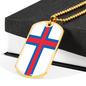 Faroe Island Flag Necklace Stainless Steel or 18k Gold Dog Tag 24" Chain-Express Your Love Gifts