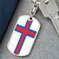 Faroe Island Flag Swivel Keychain Dog Tag Stainless Steel or 18k Gold-Express Your Love Gifts