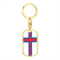 Faroe Island Flag Swivel Keychain Dog Tag Stainless Steel or 18k Gold-Express Your Love Gifts