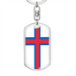 Faroe Island Flag Swivel Keychain Dog Tag Stainless Steel or 18k Gold-Express Your Love Gifts