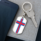 Faroe Island Flag Swivel Keychain Dog Tag Stainless Steel or 18k Gold-Express Your Love Gifts