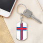 Faroe Island Flag Swivel Keychain Dog Tag Stainless Steel or 18k Gold-Express Your Love Gifts
