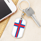 Faroe Island Flag Swivel Keychain Dog Tag Stainless Steel or 18k Gold-Express Your Love Gifts
