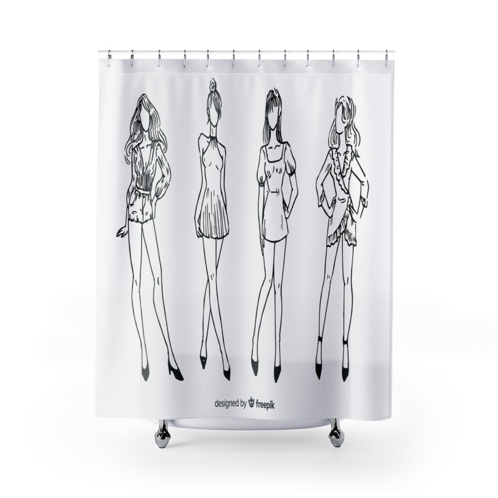 Fashion Sketch Collection Stylish Design 71" x 74" Elegant Waterproof Shower Curtain for a Spa-like Bathroom Paradise Exceptional Craftsmanship-Express Your Love Gifts