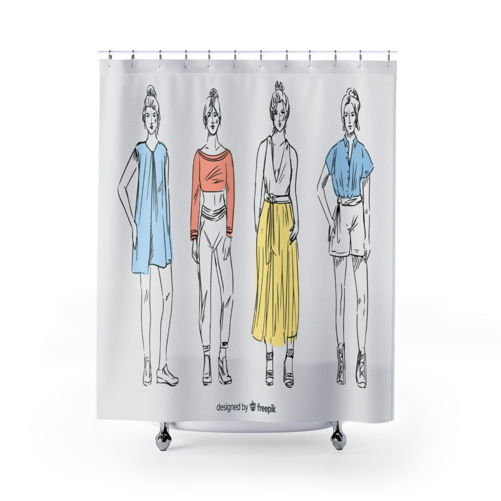 Fashion Sketch Colored Collection Stylish Design 71" x 74" Elegant Waterproof Shower Curtain for a Spa-like Bathroom Paradise Exceptional Craftsmanship-Express Your Love Gifts