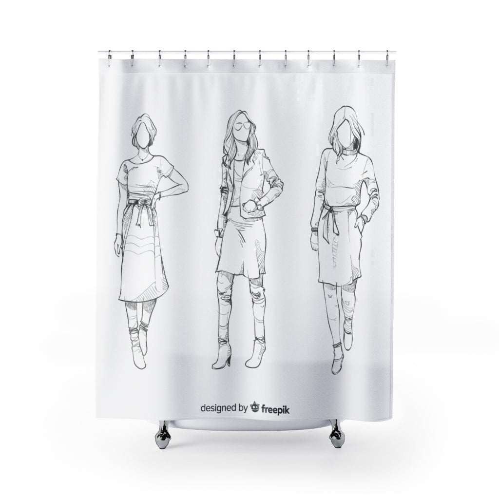 Fashion Sketch Models Stylish Design 71" x 74" Elegant Waterproof Shower Curtain for a Spa-like Bathroom Paradise Exceptional Craftsmanship-Express Your Love Gifts