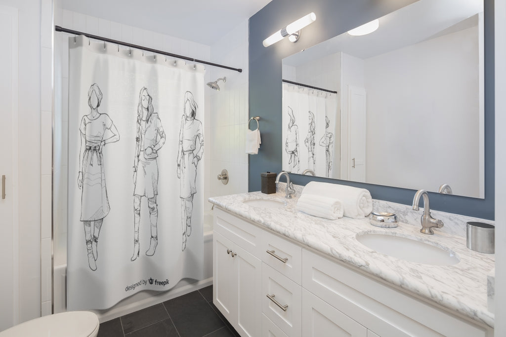 Fashion Sketch Models Stylish Design 71" x 74" Elegant Waterproof Shower Curtain for a Spa-like Bathroom Paradise Exceptional Craftsmanship-Express Your Love Gifts