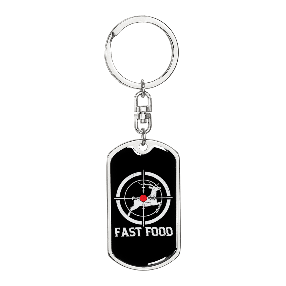 Fast Food Hunter'S Keychain Gift Stainless Steel or 18k Gold Dog Tag Keyring-Express Your Love Gifts
