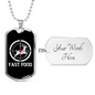 Fast Food Hunting Necklace Stainless Steel or 18k Gold Dog Tag 24" Chain-Express Your Love Gifts