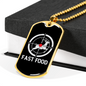Fast Food Hunting Necklace Stainless Steel or 18k Gold Dog Tag 24" Chain-Express Your Love Gifts
