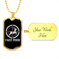 Fast Food Hunting Necklace Stainless Steel or 18k Gold Dog Tag 24" Chain-Express Your Love Gifts