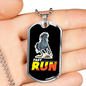 Fast Run Horse Necklace Stainless Steel or 18k Gold Dog Tag 24" Chain-Express Your Love Gifts