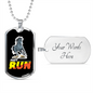 Fast Run Horse Necklace Stainless Steel or 18k Gold Dog Tag 24" Chain-Express Your Love Gifts