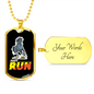 Fast Run Horse Necklace Stainless Steel or 18k Gold Dog Tag 24" Chain-Express Your Love Gifts