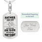 Father And Son Not Always Eye To Eye Keychain Stainless Steel or 18k Gold Dog Tag Keyring-Express Your Love Gifts