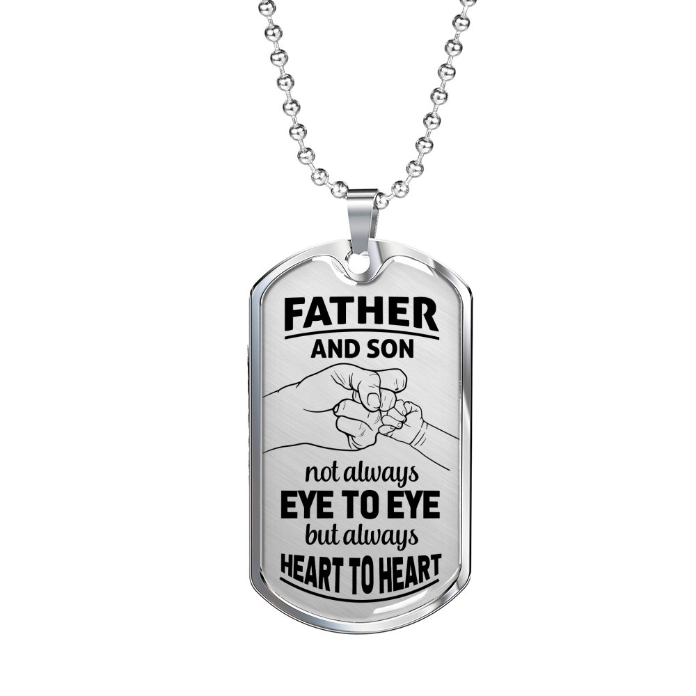 Father And Son Not Always Eye To Eye Necklace Stainless Steel or 18k Gold Dog Tag 24" Chain-Express Your Love Gifts