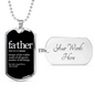 Father Definition Dog Tag Stainless Steel or 18k Gold 24" Chain-Express Your Love Gifts