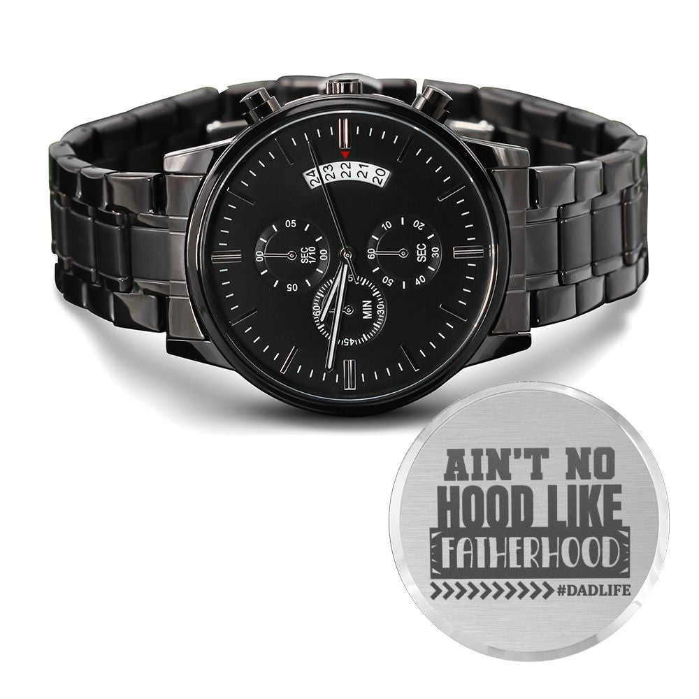 Father Hood Engraved Multifunction Analog Stainless Steel Chronograph Men's Watch W Copper Dial-Express Your Love Gifts