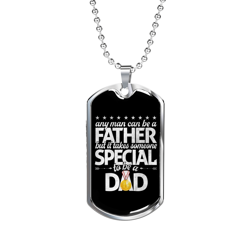 Father Special Dad Dog Tag Stainless Steel or 18k Gold 24" Chain-Express Your Love Gifts