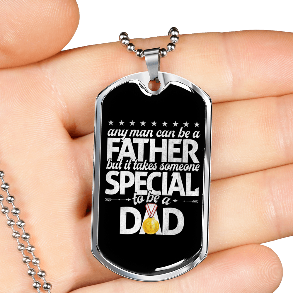 Father Special Dad Dog Tag Stainless Steel or 18k Gold 24" Chain-Express Your Love Gifts