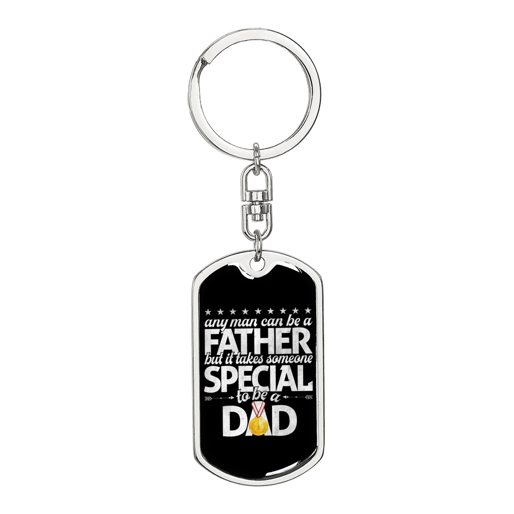 Father Special Dad Swivel Keychain Dog Tag Stainless Steel or 18k Gold-Express Your Love Gifts