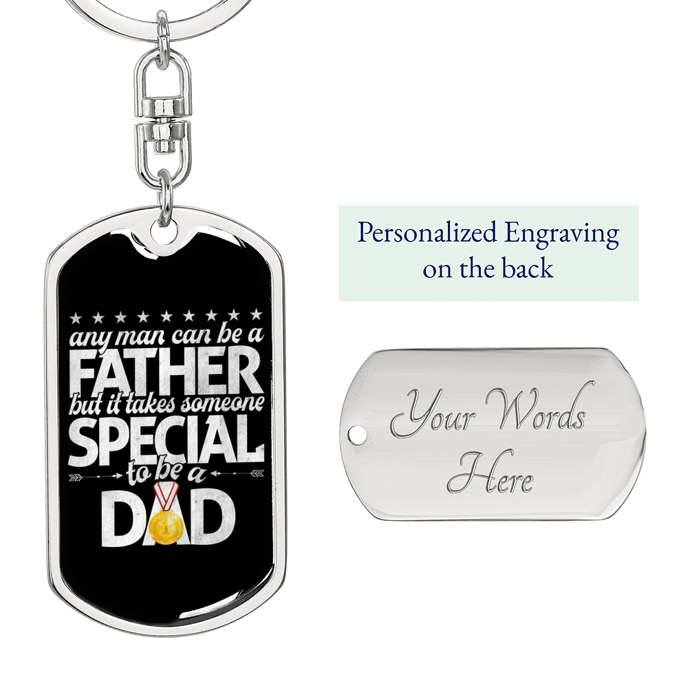 Father Special Dad Swivel Keychain Dog Tag Stainless Steel or 18k Gold-Express Your Love Gifts