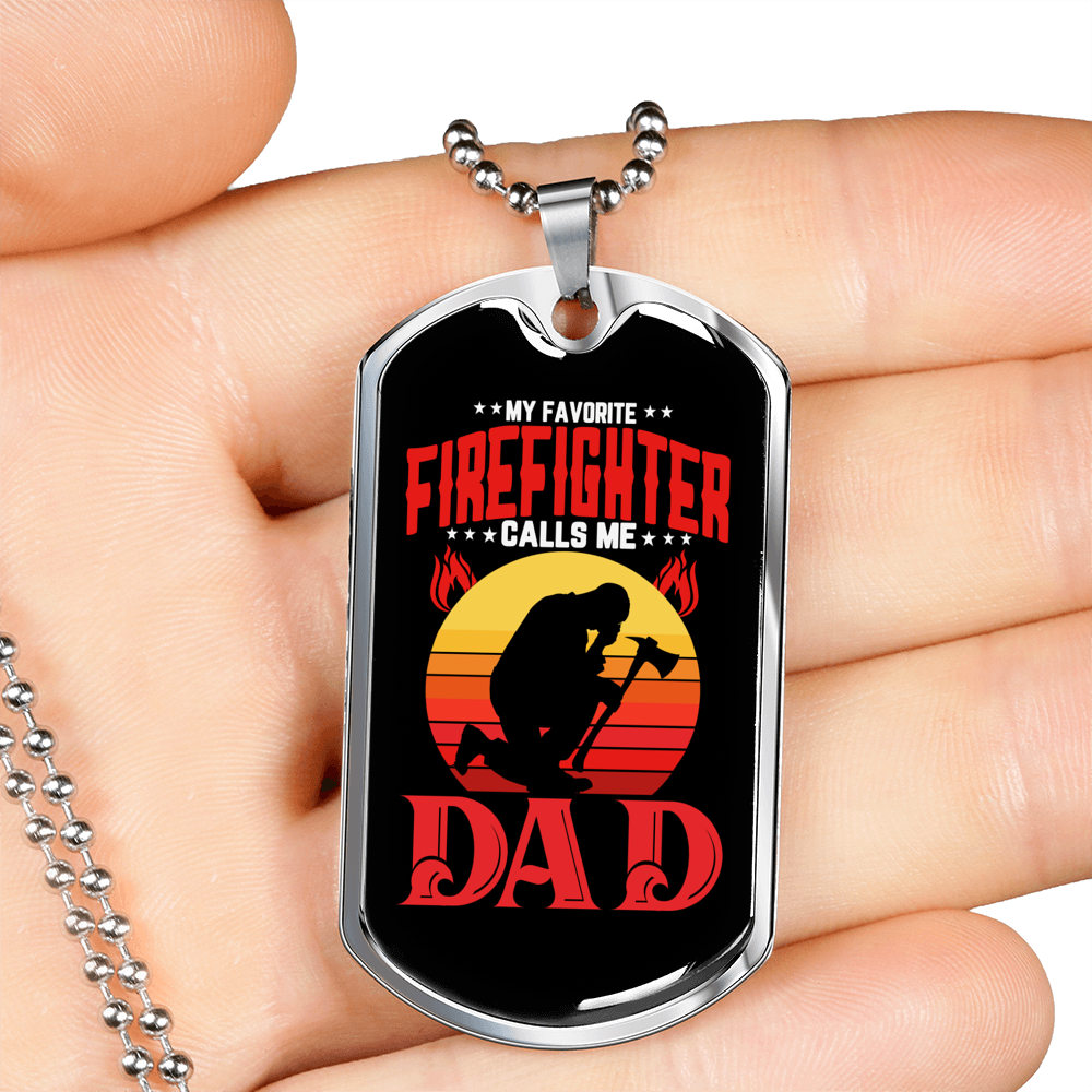 Favorite Firefighter Gift Stainless Steel or 18k Gold Dog Tag 24" Chain-Express Your Love Gifts