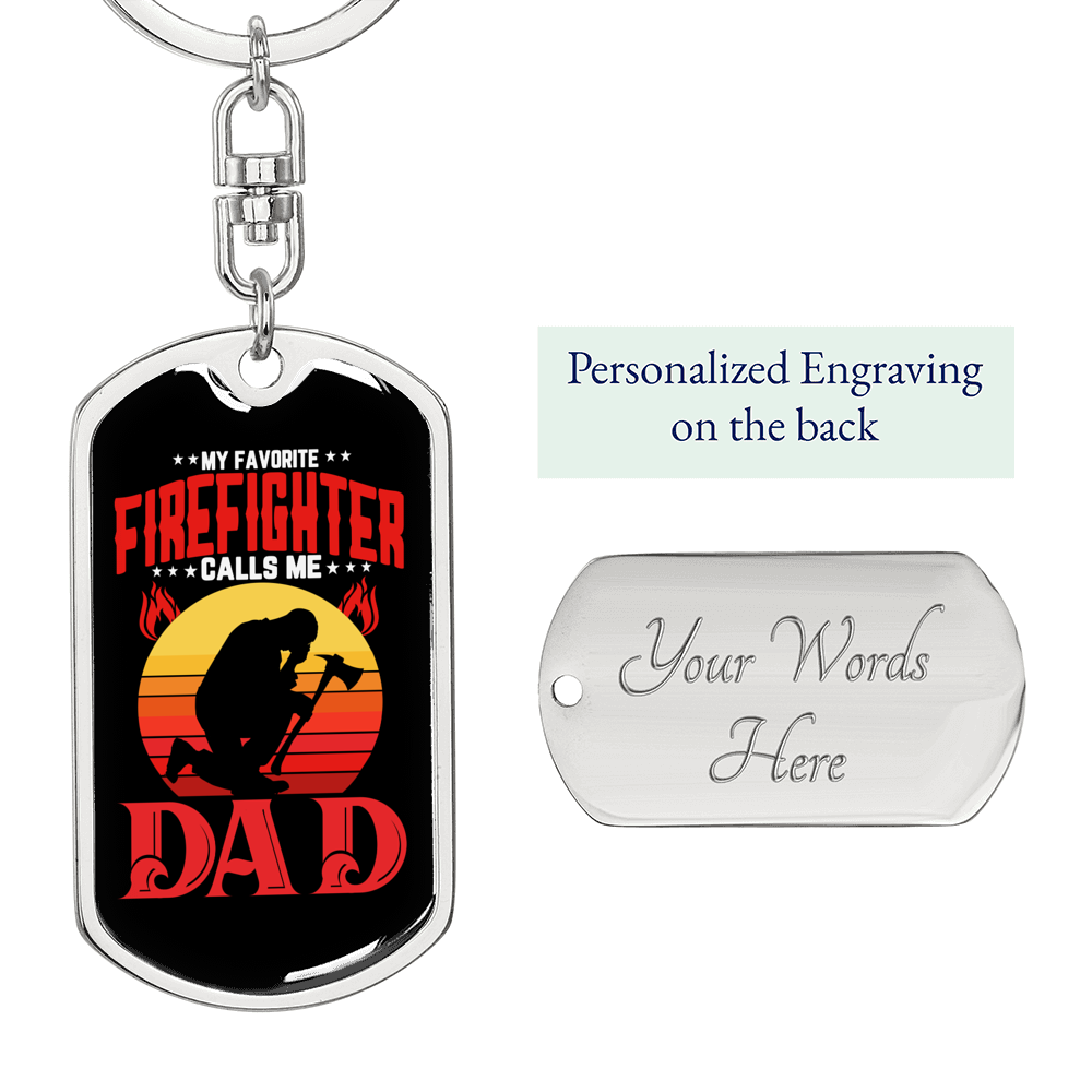 Favorite Firefighter Keychain Stainless Steel or 18k Gold Dog Tag Keyring-Express Your Love Gifts