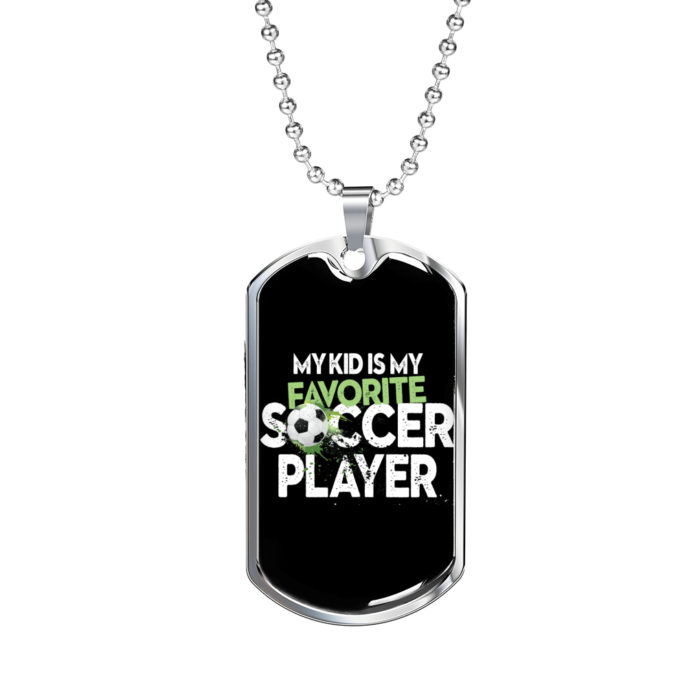 Favorite Soccer Player Dog Tag Stainless Steel or 18k Gold 24" Chain-Express Your Love Gifts