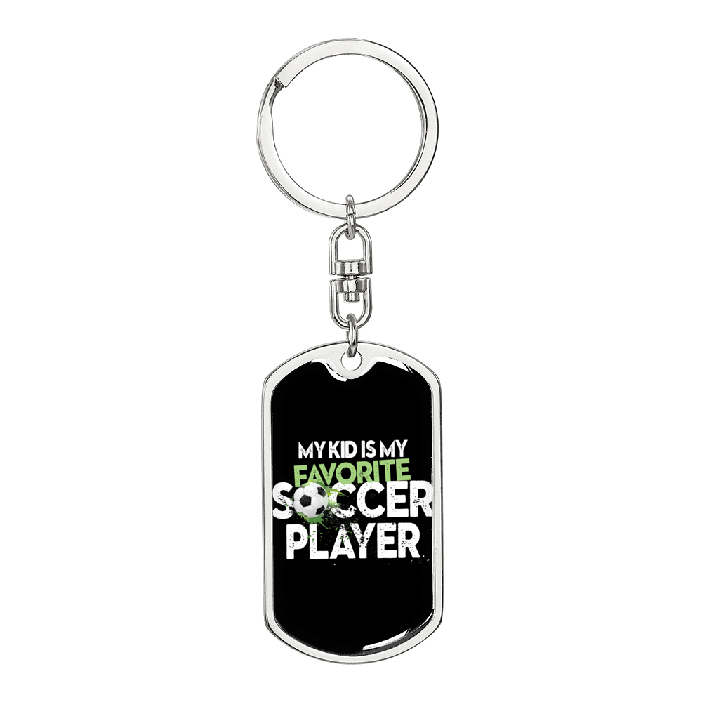 Favorite Soccer Player Swivel Keychain Dog Tag Stainless Steel or 18k Gold-Express Your Love Gifts