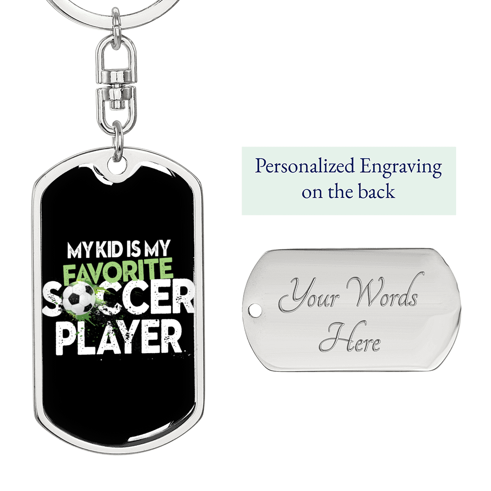 Favorite Soccer Player Swivel Keychain Dog Tag Stainless Steel or 18k Gold-Express Your Love Gifts