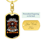 Fearless Firefighter Keychain Stainless Steel or 18k Gold Dog Tag Keyring-Express Your Love Gifts