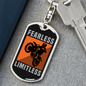 Fearless Limitless Biker Keychain Stainless Steel or 18k Gold Dog Tag Keyring-Express Your Love Gifts