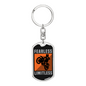 Fearless Limitless Biker Keychain Stainless Steel or 18k Gold Dog Tag Keyring-Express Your Love Gifts