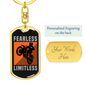 Fearless Limitless Biker Keychain Stainless Steel or 18k Gold Dog Tag Keyring-Express Your Love Gifts