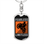 Fearless Limitless Biker Keychain Stainless Steel or 18k Gold Dog Tag Keyring-Express Your Love Gifts